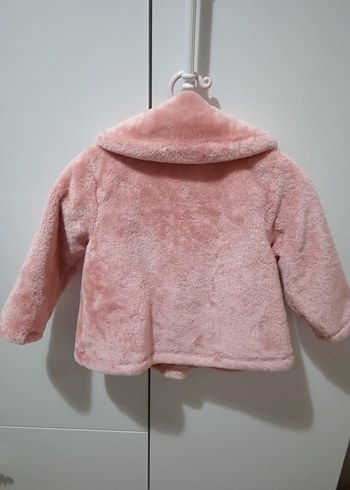 Kız Çocuk Pembe Peluş Kürklü Ceket - Görsel 2