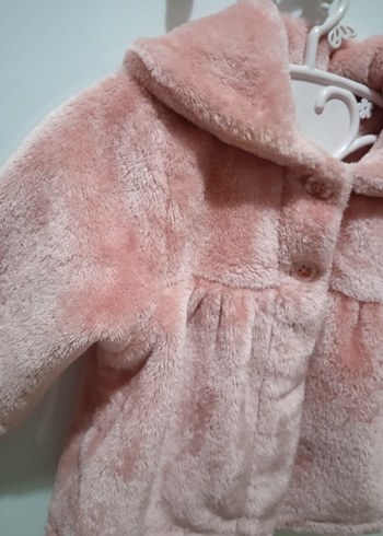Kız Çocuk Pembe Peluş Kürklü Ceket - Görsel 4