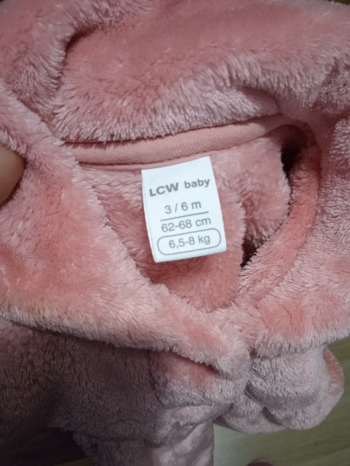 Kız Çocuk Pembe Peluş Kürklü Ceket - Görsel 5