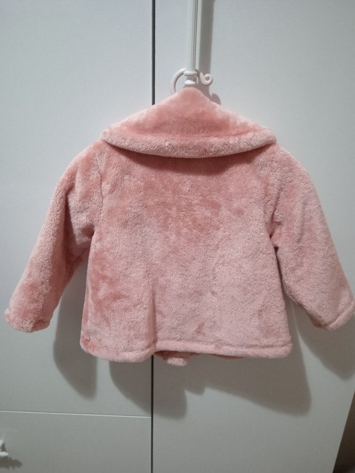 Kız Çocuk Pembe Peluş Kürklü Ceket - Görsel 2