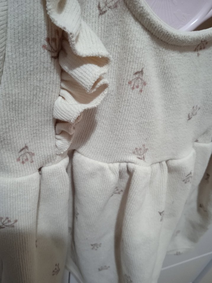 Kız Çocuk Beyaz Nakışlı Uzun Kollu Elbise - Görsel 5