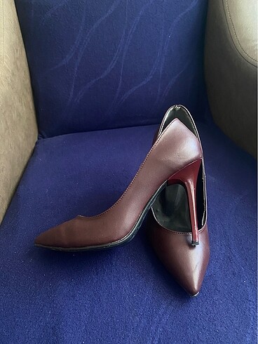 Diğer Bordo stiletto ince topuklu ayakkabı
