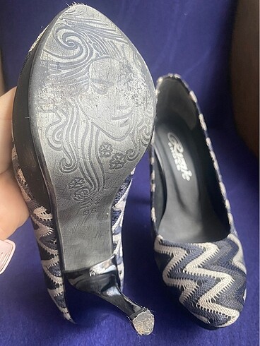36 Beden Zara Çizgili platform ince topuklu