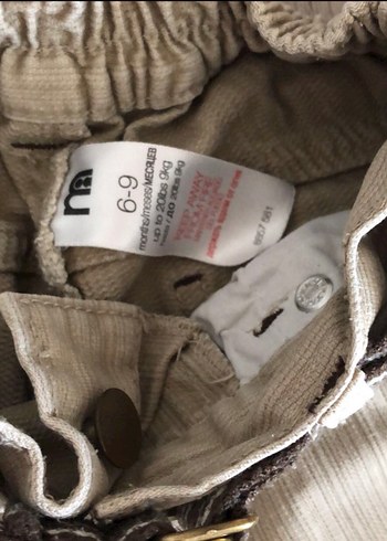 6-9 Ay Beden camel Renk Erkek Çocuk Kemerli Bej Denim Pantolon