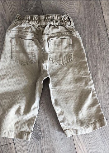 6-9 Ay Beden Erkek Çocuk Kemerli Bej Denim Pantolon