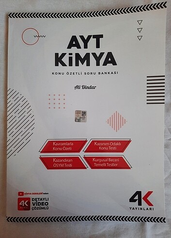 4K Yayınları Ayt Kimya Soru Bankası 2022