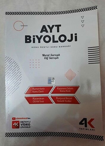 4K Yayınları Ayt Biyoloji Soru Bankası 