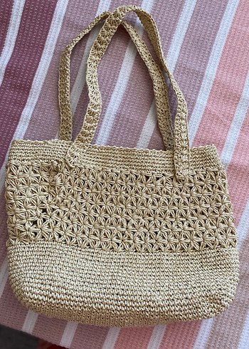 Bej Örgü Bohem Kadın Çanta - Görsel 3