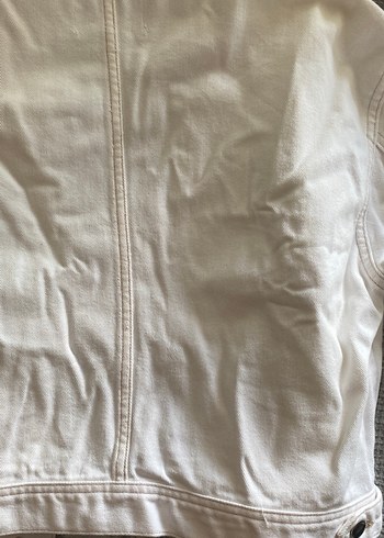 Düğmeli Beyaz Kadın Denim Ceket - Görsel 5