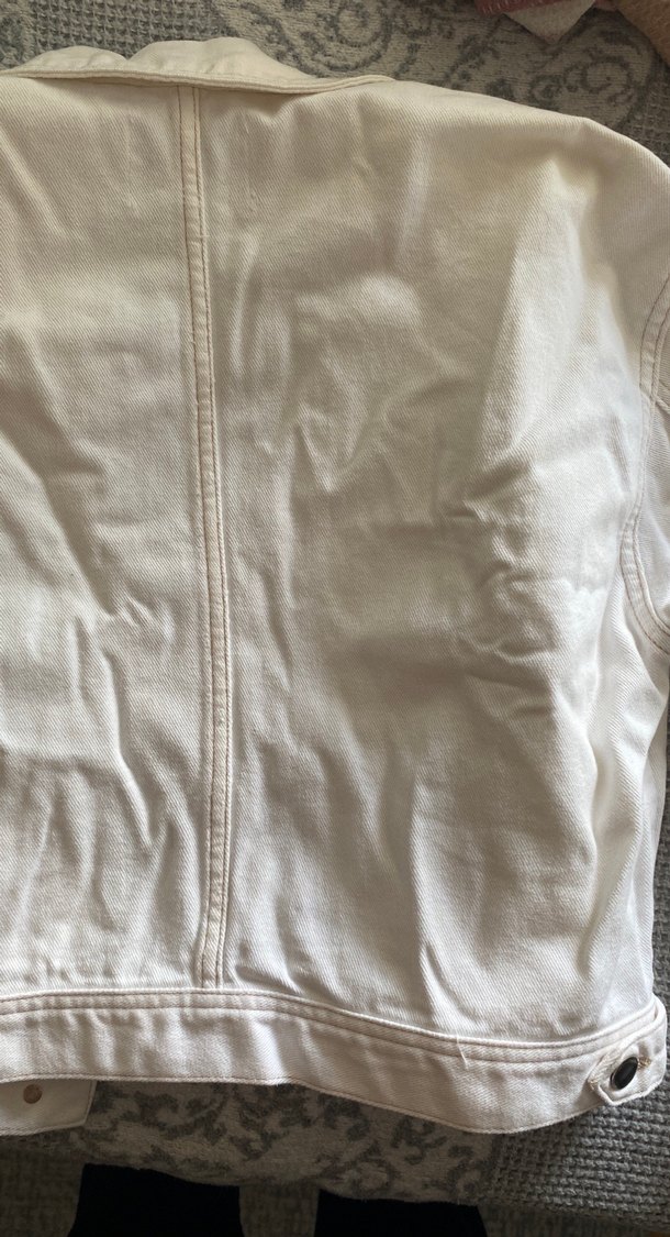 Düğmeli Beyaz Kadın Denim Ceket - Görsel 5