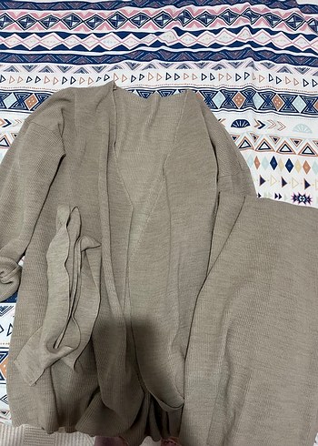 Bej Kemerli Uzun Kollu Kadın Takım - Görsel 2