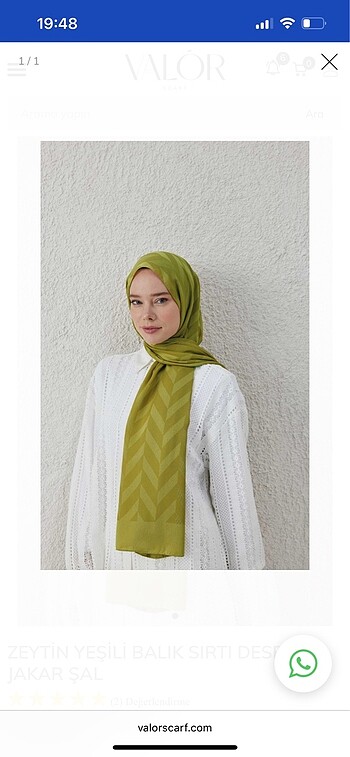 Valor scarf zeytin yeşili balıksırtı desen jakar şal