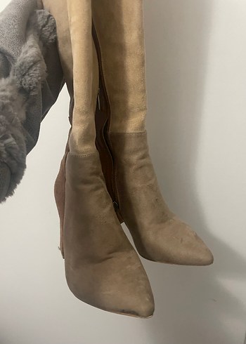 Bej Süet Tokalı Dizüstü Kadın Bot - Görsel 11