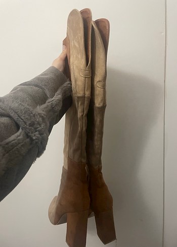 Bej Süet Tokalı Dizüstü Kadın Bot - Görsel 7