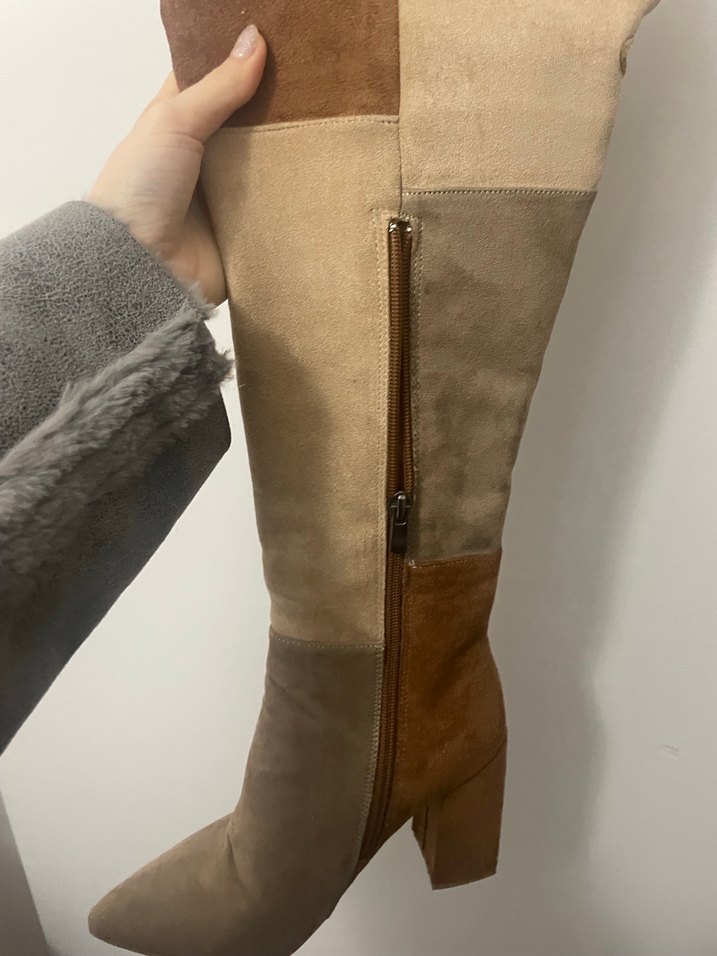 Bej Süet Tokalı Dizüstü Kadın Bot - Görsel 4