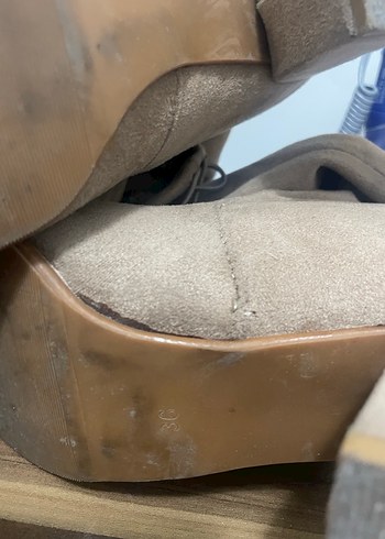 Bej Süet Dizüstü Topuklu Kadın Çizme - Görsel 10