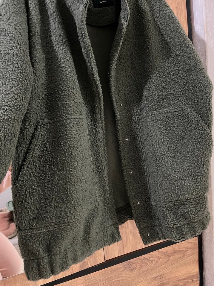 Düğmeli haki owersize  Kadın Ceket - Görsel 2