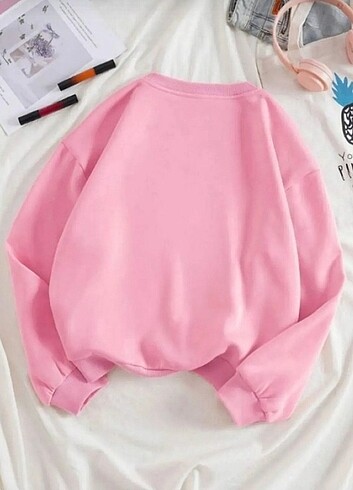 Defacto Kadın Pembe Kalp Baskılı Oversize Sweatshirt