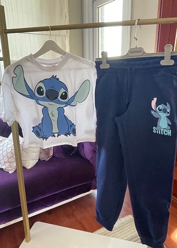 Walt Disney World Disney Kız Çocuk Stitch Nakışlı Denim Sweatpant