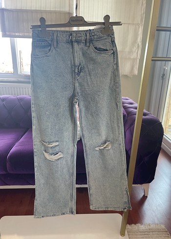 H&M Gri Bol Kesim 11-12 yaş Kot Pantolon