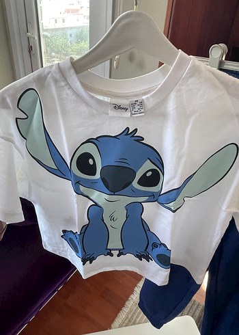 Kız Çocuk Beyaz Stitch Disney Baskılı Tişört