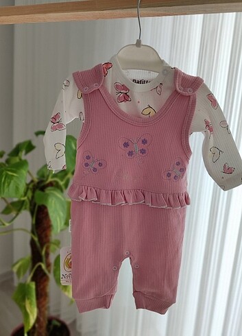 kelebek detaylı kız bebek slopet takım