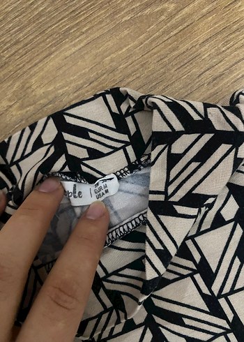 Uzun Kollu, Yüksek Yakalı Zebra Desenli Triko Bluz - Görsel 2