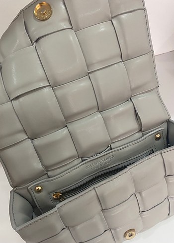 Gri Deri Zincir Detaylı Kadın Çanta - Görsel 3