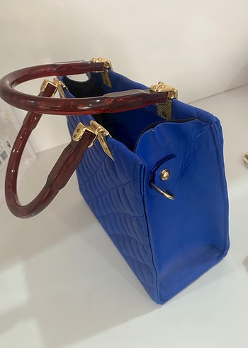 Mavi Deri Zincir Detaylı Chanel Çanta - Görsel 2