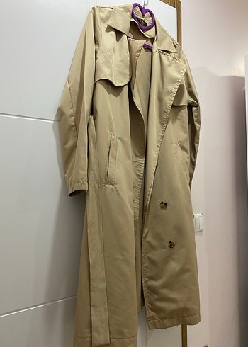 Bej Uzun Kadın Trençkot - Görsel 2