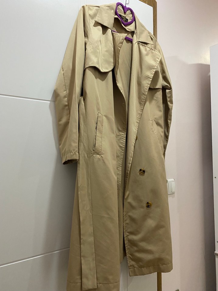 Bej Uzun Kadın Trençkot - Görsel 2