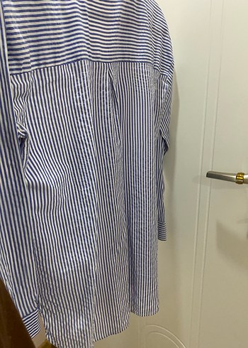 Mavi Çizgili  Kadın Gömlek - Görsel 2