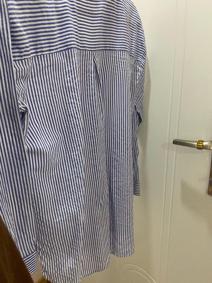 Mavi Çizgili  Kadın Gömlek - Görsel 2