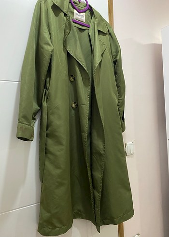 Kadın Haki Uzun Düğmeli Trençkot - Görsel 3