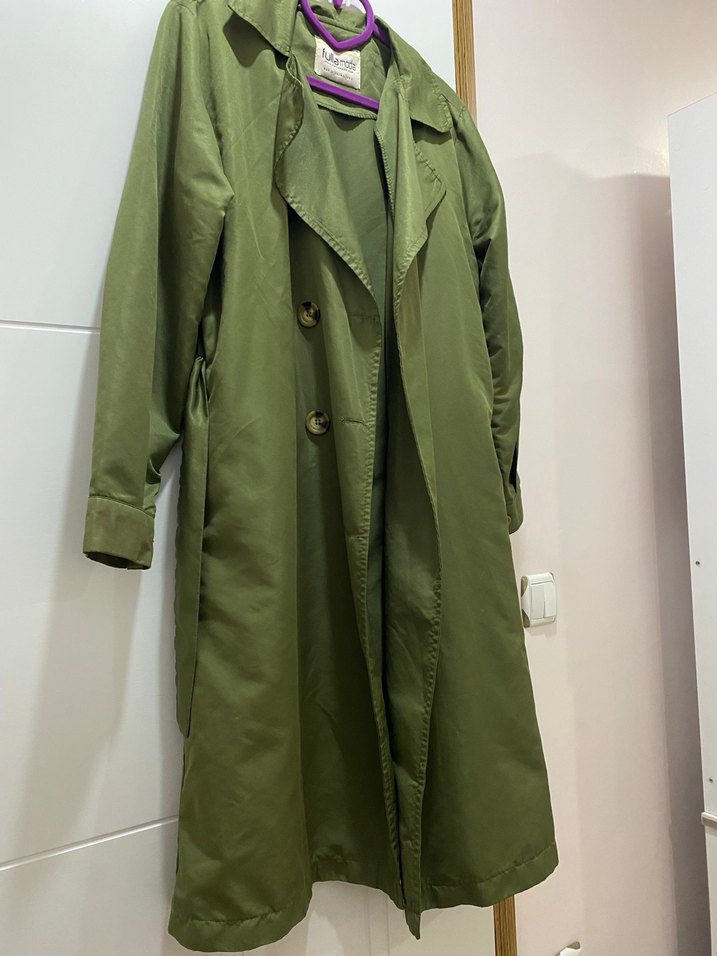 Kadın Haki Uzun Düğmeli Trençkot - Görsel 3