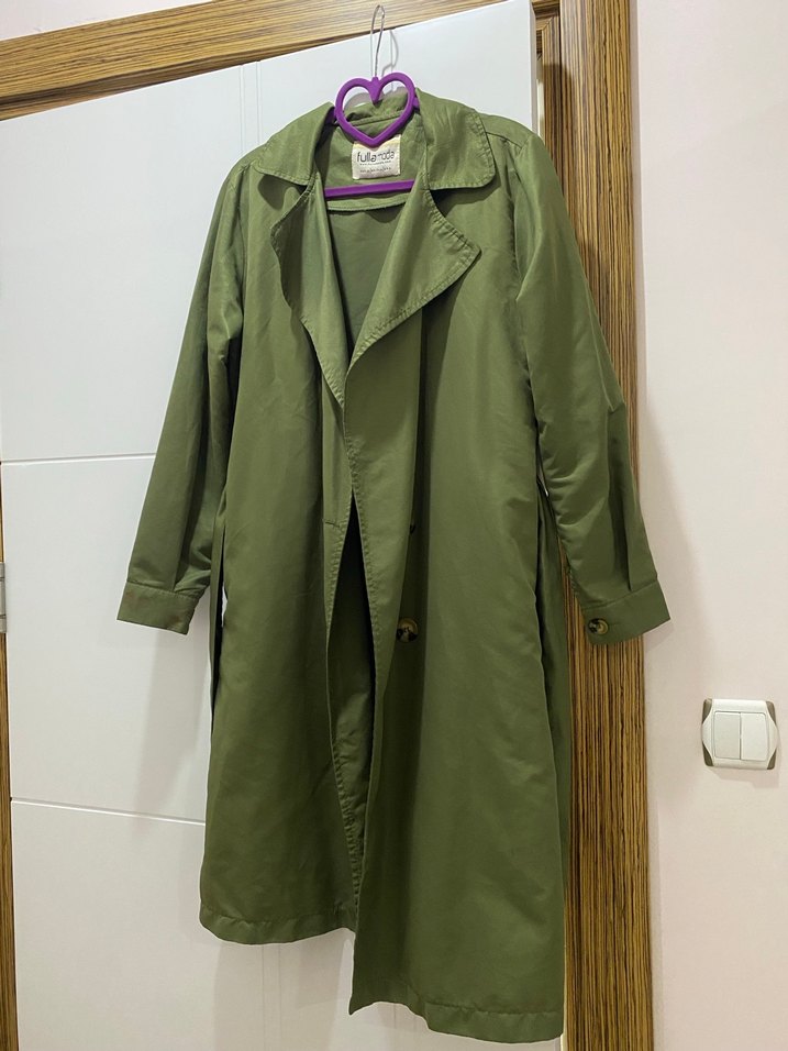 Kadın Haki Uzun Düğmeli Trençkot - Görsel 2