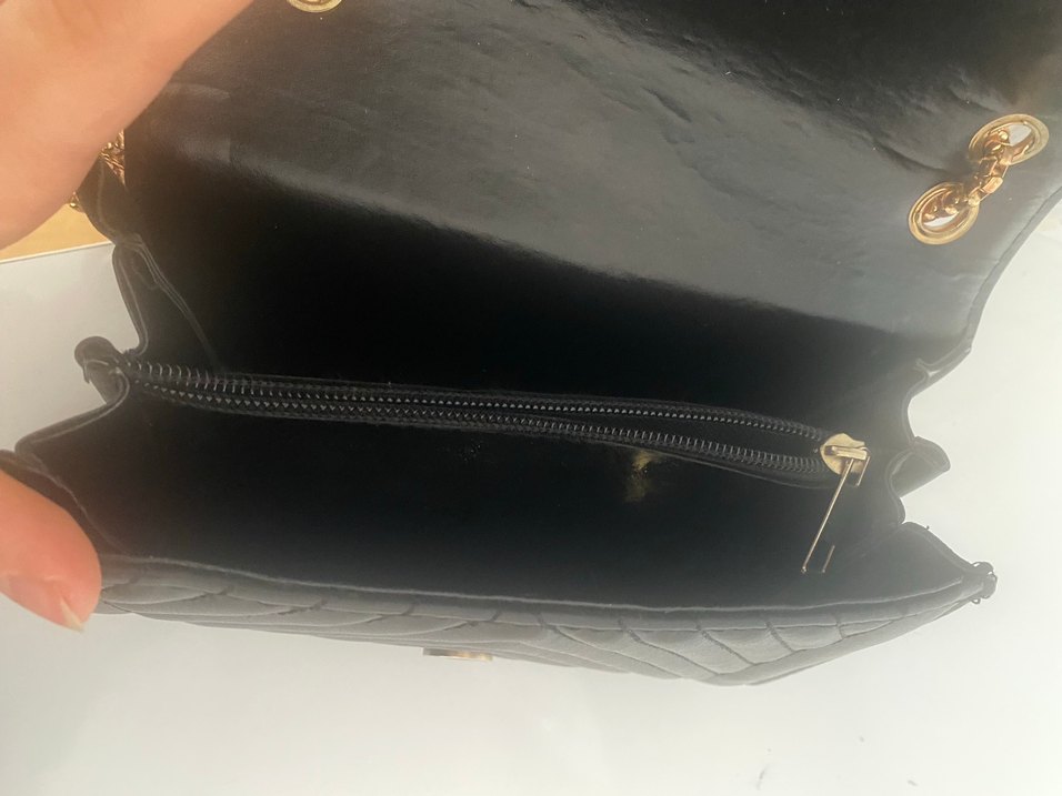 Zincir Detaylı Siyah Deri Kadın Çanta - Görsel 2