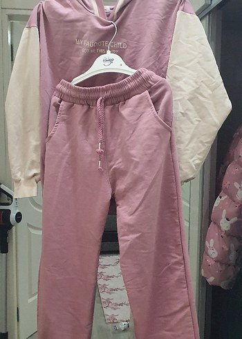 Pembe Kız Sweatshirt ve Eşofman Takımı - Görsel 3