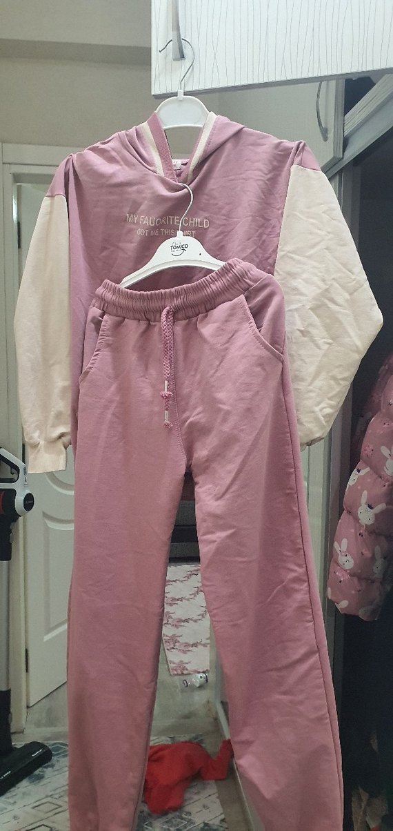 Pembe Kız Sweatshirt ve Eşofman Takımı - Görsel 4