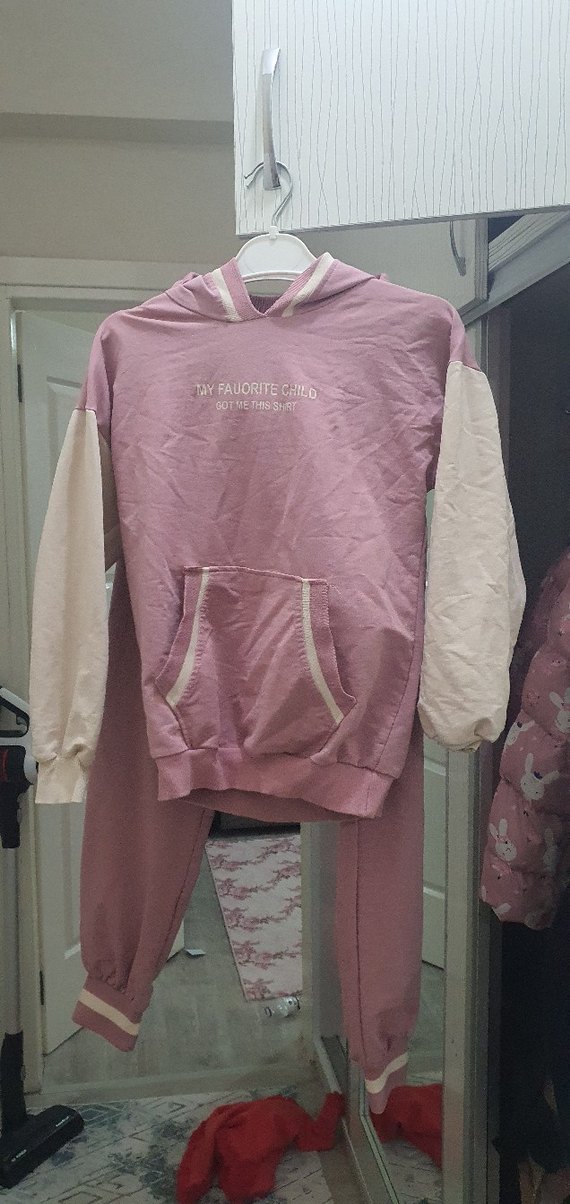 Pembe Kız Sweatshirt ve Eşofman Takımı - Görsel 5