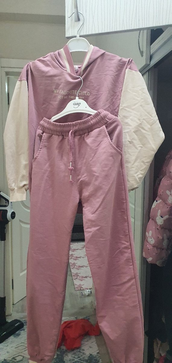 Pembe Kız Sweatshirt ve Eşofman Takımı - Görsel 3