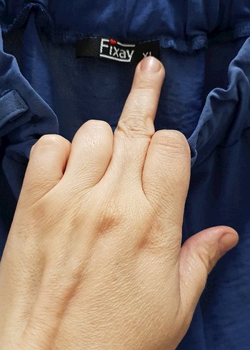 Düğmeli Mavi Midi Keten Etek - Görsel 4