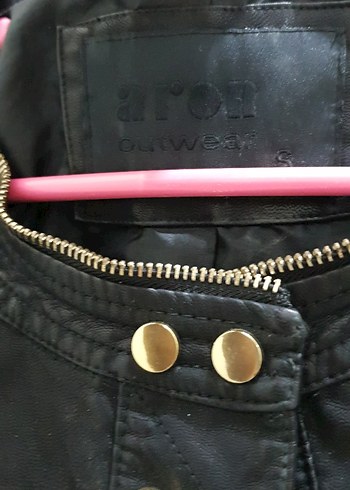 Düğmeli Siyah Deri Kadın Ceket - Görsel 2