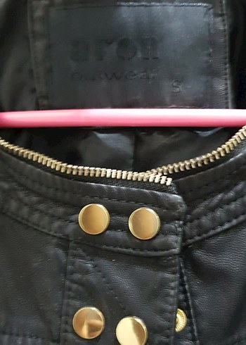 Düğmeli Siyah Deri Kadın Ceket - Görsel 4