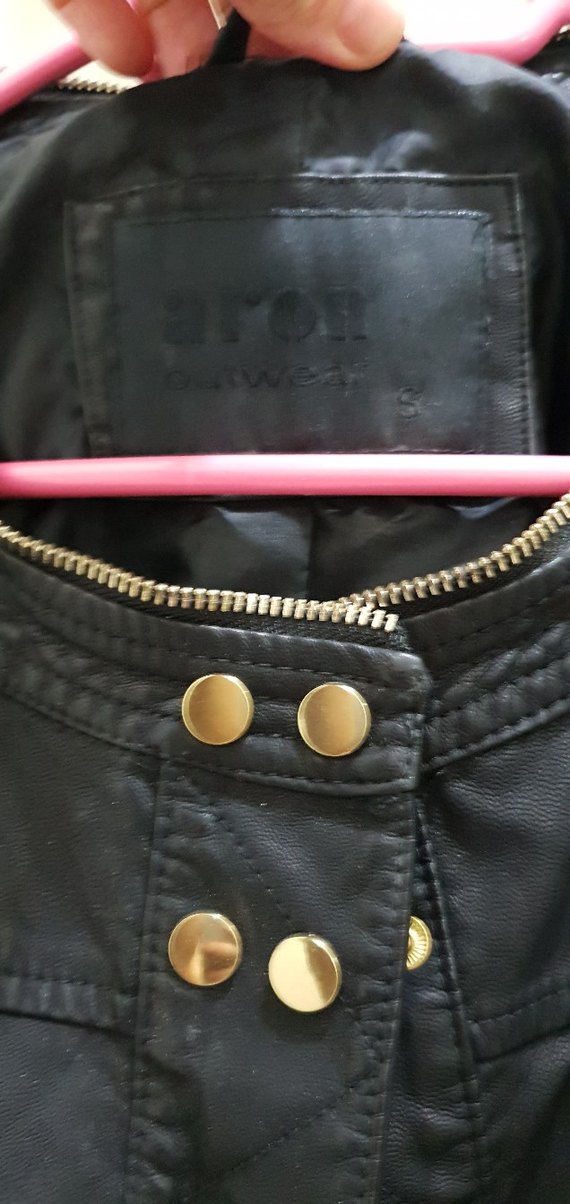 Düğmeli Siyah Deri Kadın Ceket - Görsel 4