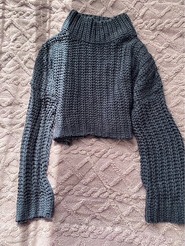xs Beden lacivert Renk crop kazak