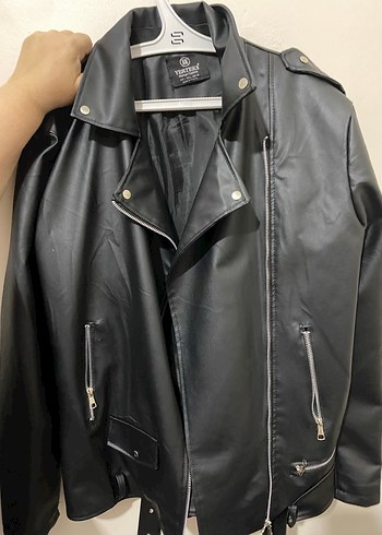 Kadın Siyah Deri Biker Ceket - Görsel 2
