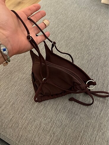 m Beden kahverengi Renk H&M Halka Detaylı Bikini üstü