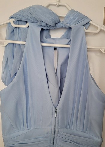 Mavi Drapeli Kısa Abiye Elbise - Görsel 3