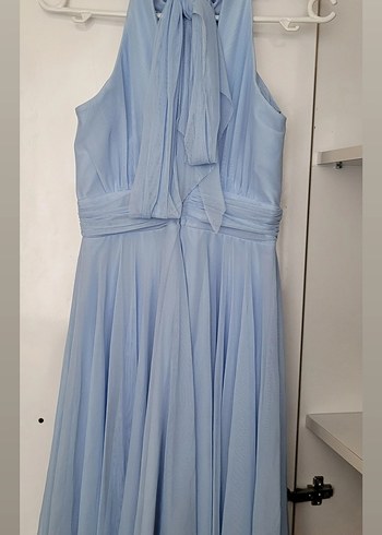 Mavi Drapeli Kısa Abiye Elbise - Görsel 2